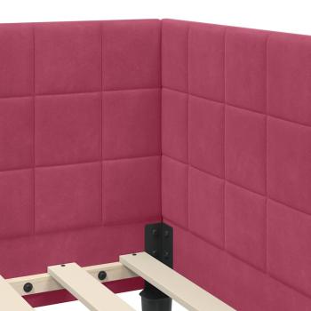 Eckbettgestell mit Kopfteil Weinrot 90 x 200 cm Samt