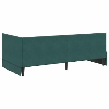 Eckbettgestell mit Kopfteil Dunkelgrün 100 x 200 cm Samt
