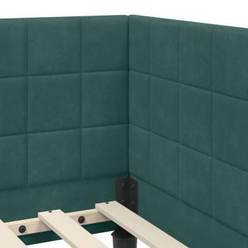 Eckbettgestell mit Kopfteil Dunkelgrün 100 x 200 cm Samt