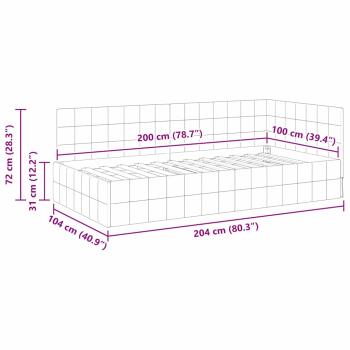 Eckbettgestell mit Kopfteil Schwarz 100 x 200 cm Samt