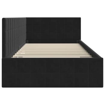 Eckbettgestell mit Kopfteil Schwarz 100 x 200 cm Samt