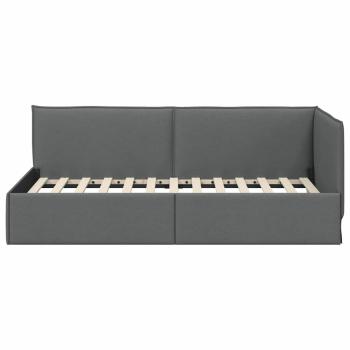 Eckbettgestell mit Kopfteil Dunkelgrau 80 x 200 cm Stoff