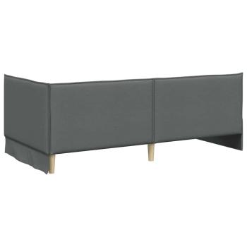 Eckbettgestell mit Kopfteil Dunkelgrau 80 x 200 cm Stoff