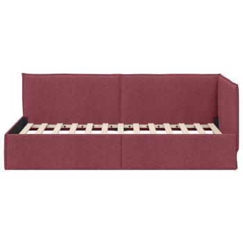 Eckbettgestell mit Kopfteil Weinrot 80 x 200 cm Stoff
