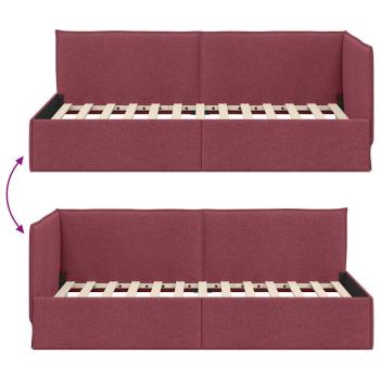 Eckbettgestell mit Kopfteil Weinrot 80 x 200 cm Stoff