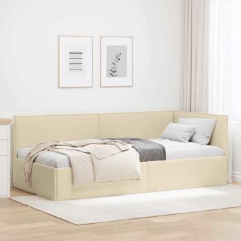 ARDEBO.de - Eckbettgestell mit Kopfteil Creme 80 x 200 cm Stoff