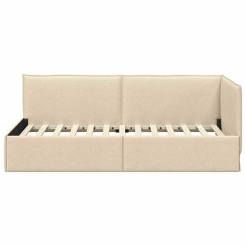 Eckbettgestell mit Kopfteil Creme 80 x 200 cm Stoff