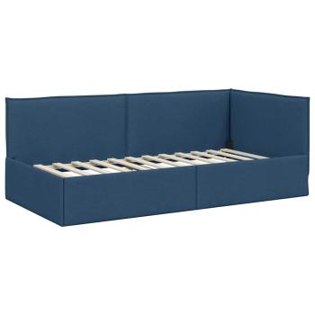 Eckbettgestell mit Kopfteil Blau 80 x 200 cm Stoff