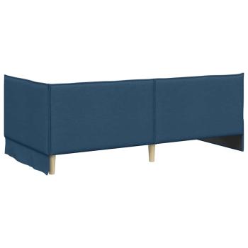 Eckbettgestell mit Kopfteil Blau 80 x 200 cm Stoff