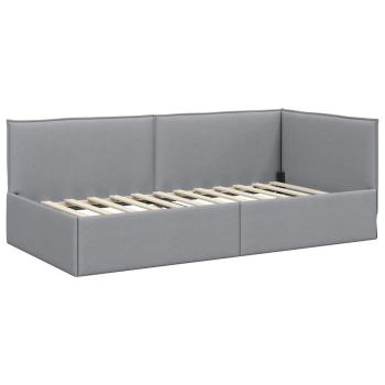 Eckbettgestell mit Kopfteil Hellgrau 90 x 190 cm Stoff