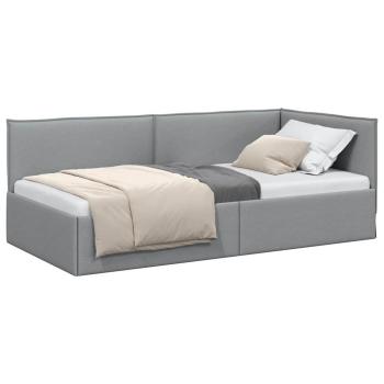 Eckbettgestell mit Kopfteil Hellgrau 90 x 190 cm Stoff