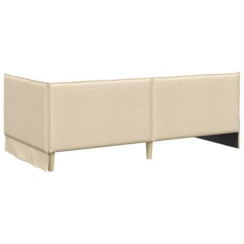 Eckbettgestell mit Kopfteil Creme 90 x 190 cm Stoff