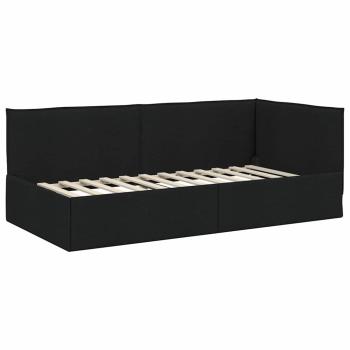 Eckbettgestell mit Kopfteil Schwarz 90 x 200 cm Stoff
