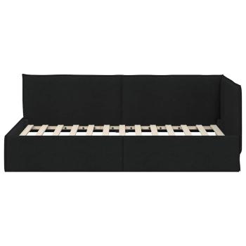 Eckbettgestell mit Kopfteil Schwarz 90 x 200 cm Stoff