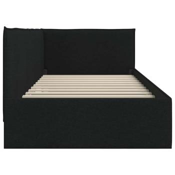 Eckbettgestell mit Kopfteil Schwarz 90 x 200 cm Stoff