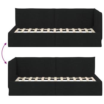 Eckbettgestell mit Kopfteil Schwarz 90 x 200 cm Stoff