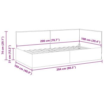 Eckbettgestell mit Kopfteil Hellgrau 100 x 200 cm Stoff