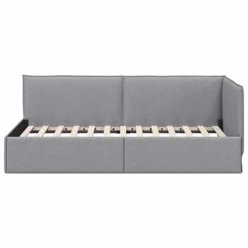 Eckbettgestell mit Kopfteil Hellgrau 100 x 200 cm Stoff