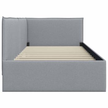 Eckbettgestell mit Kopfteil Hellgrau 100 x 200 cm Stoff