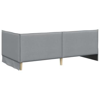 Eckbettgestell mit Kopfteil Hellgrau 100 x 200 cm Stoff