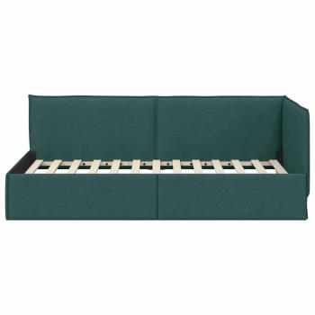 Eckbettgestell mit Kopfteil Dunkelgrün 100 x 200 cm Stoff