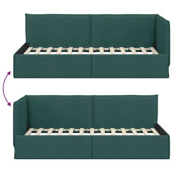 Eckbettgestell mit Kopfteil Dunkelgrün 100 x 200 cm Stoff