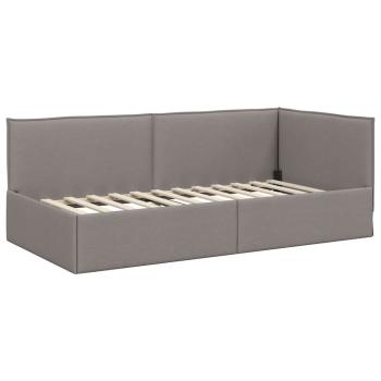 ARDEBO.de - Eckbettgestell mit Kopfteil Taupe 100 x 200 cm Stoff