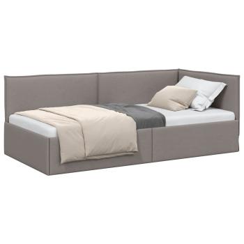 Eckbettgestell mit Kopfteil Taupe 100 x 200 cm Stoff