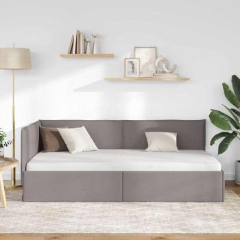 Eckbettgestell mit Kopfteil Taupe 100 x 200 cm Stoff