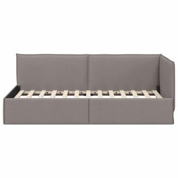 Eckbettgestell mit Kopfteil Taupe 100 x 200 cm Stoff