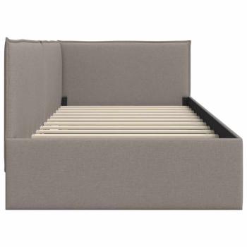 Eckbettgestell mit Kopfteil Taupe 100 x 200 cm Stoff