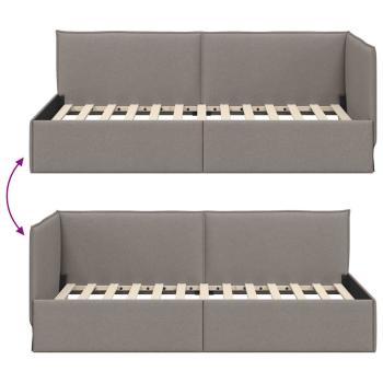 Eckbettgestell mit Kopfteil Taupe 100 x 200 cm Stoff