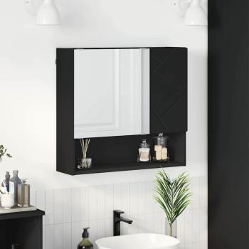 ARDEBO.de - Spiegelschrank mit Regal Schwarz 59 x 17 x 55 cm Holzwerkstoff