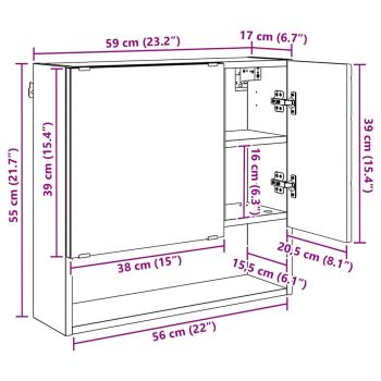 Spiegelschrank mit Regal Altholz 59 x 17 x 55 cm Holzwerkstoff