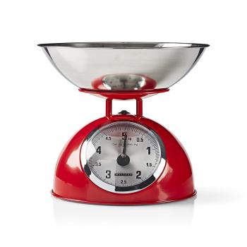 ARDEBO.de - Retro-Küchenwaage | Analog | Metallgehäuse | Abnehmbare Schale | Max. 5kg | 25-Gramm-Schritte | Rot
