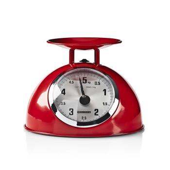 Retro-Küchenwaage | Analog | Metallgehäuse | Abnehmbare Schale | Max. 5kg | 25-Gramm-Schritte | Rot
