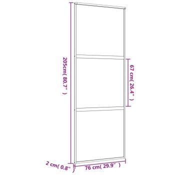 Schiebetür Golden 76x205 cm Matt ESG-Glas und Aluminium