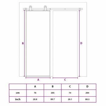 Schiebetür Golden 76x205 cm Matt ESG-Glas und Aluminium