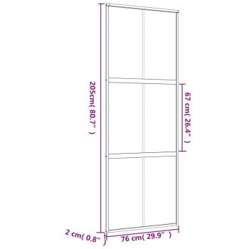 Schiebetür Golden 76x205 cm Matt ESG-Glas und Aluminium