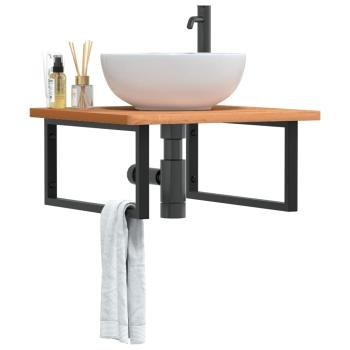 ARDEBO.de - Waschbeckenregal Wandmontage Stahl und Massivholz Buche