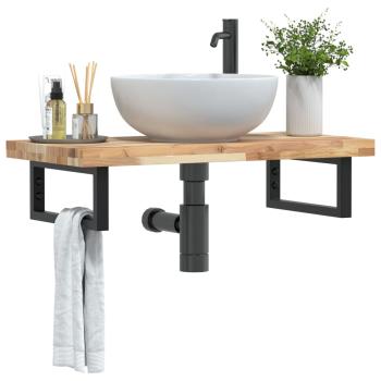 ARDEBO.de - Waschbeckenregal Wandmontage Stahl und Akazienholz