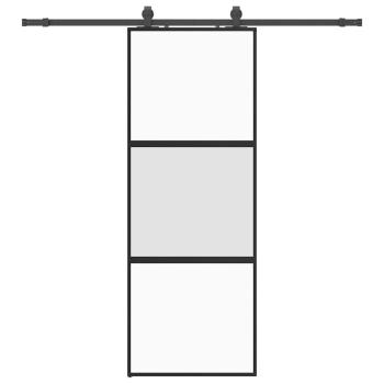 Schiebetür mit Beschlag Schwarz 76x205 cm Hartglas