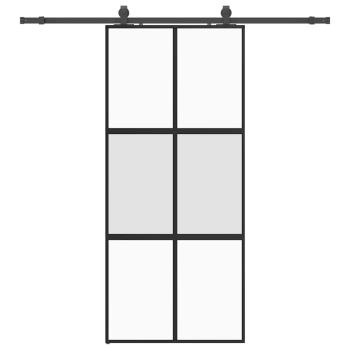 Schiebetür mit Beschlag Schwarz 90x205 cm Hartglas