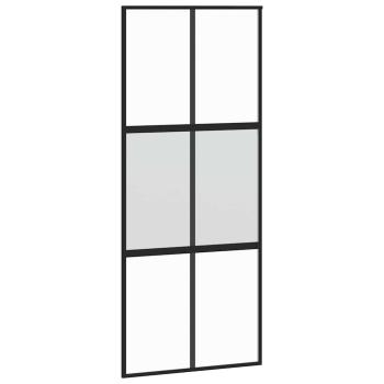 Schiebetür mit Beschlag Schwarz 90x205 cm Hartglas