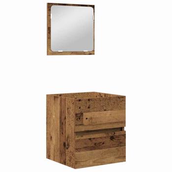Badezimmermöbel Set 3 pcs Altes Holz und Weiß Mittel