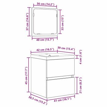 Badezimmermöbel Set 3 pcs Schwarzer Eiche und Weiß Standard