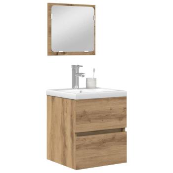 Badezimmermöbel Set 3 pcs Schwarzer Eiche und Weiß Standard
