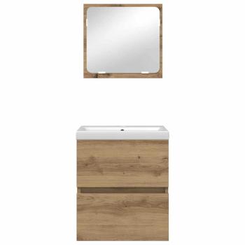 Badezimmermöbel Set 3 pcs Schwarzer Eiche und Weiß Standard