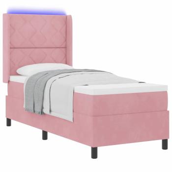 LED Boxspringbett mit Matratze Rosa 80 x 200 cm Samt