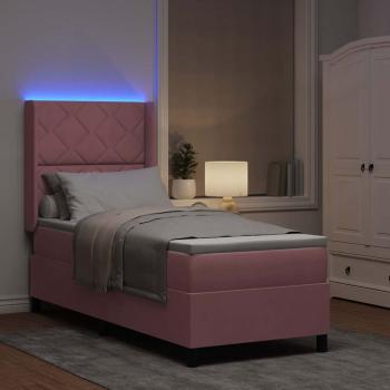 LED Boxspringbett mit Matratze Rosa 80 x 200 cm Samt